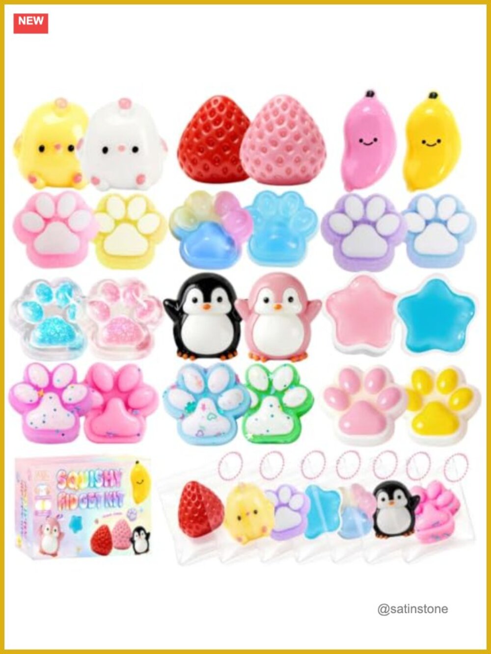Squishy Pack Fidget Toys Kit Party Favors for Kids Stress Relief Silicone